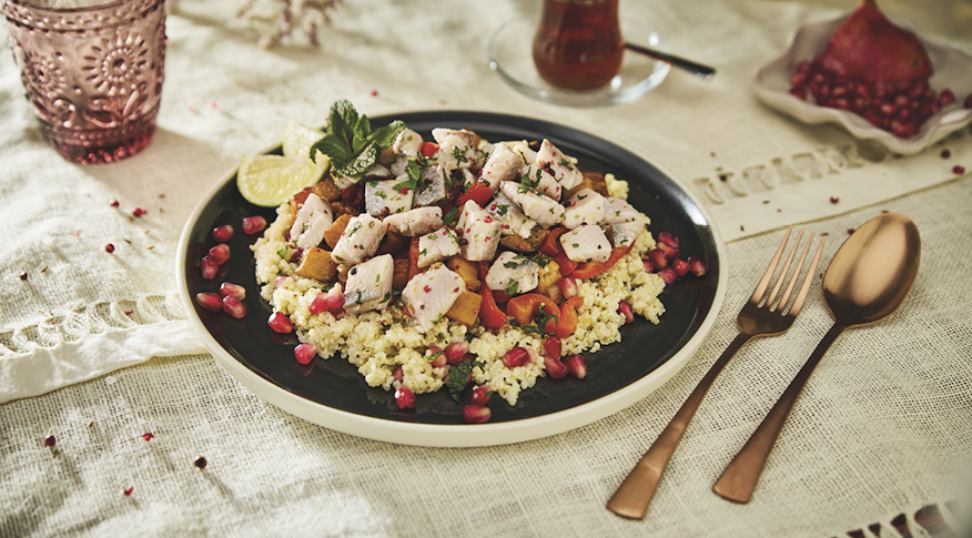 Matjes-Salat Granatapfel-Quinoa.