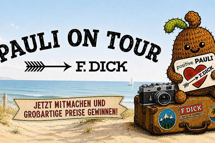 Die gehäkelte Kartoffel „Positive Pauli“ mit Herz in der Hand steht im Mittelpunkt der Sommeraktion von Friedr. Dick.