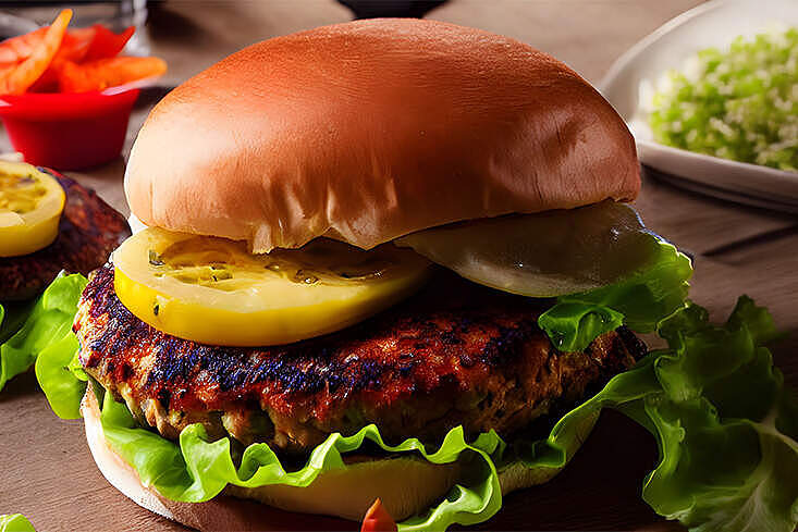 Veggie-Burger als Beispiel für pflanzliche Fleischalternativen