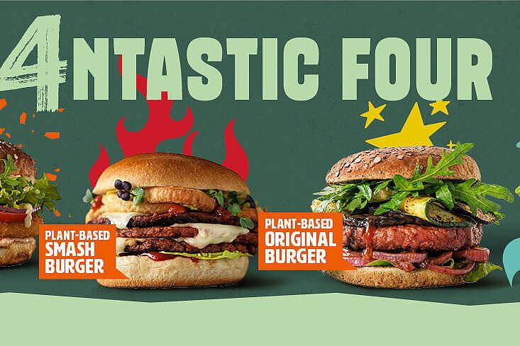 4 x geballte Burgerpower, natürlich plant-based: The Plantastic Four von THE GREEN MOUNTAIN