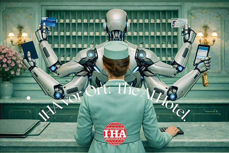 Illustration zur IHA-Roadshow über den Einsatz künstlicher Intelligenz im Hotelbetrieb