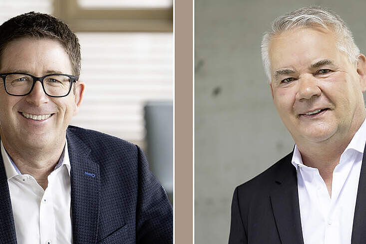 links: Lars Urban, künftiger alleiniger Geschäftsführer der Meiko Deutschland GmbH, und Klaus-Peter Karnstedt, der das Unternehmen zum 31. Mai 2026 nach 33 Jahren