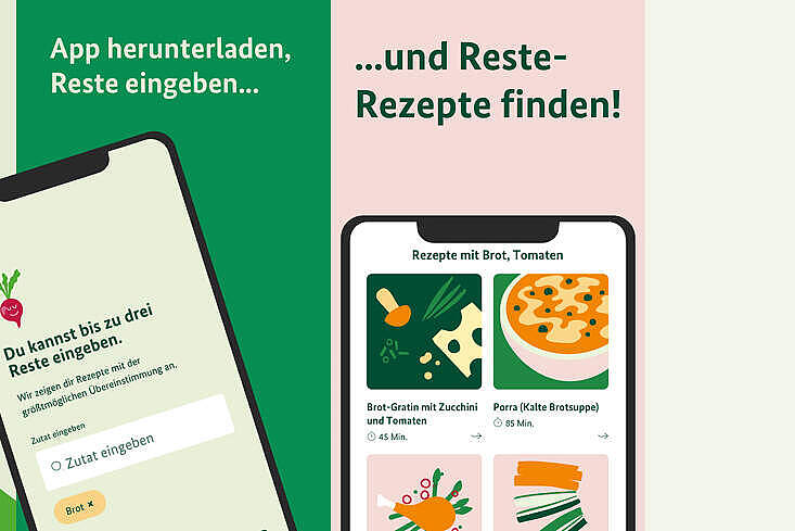 Die kostenlose App „Zu gut für die Tonne!“ unterstützt bei Resteverwertung - Quelle BMLEH