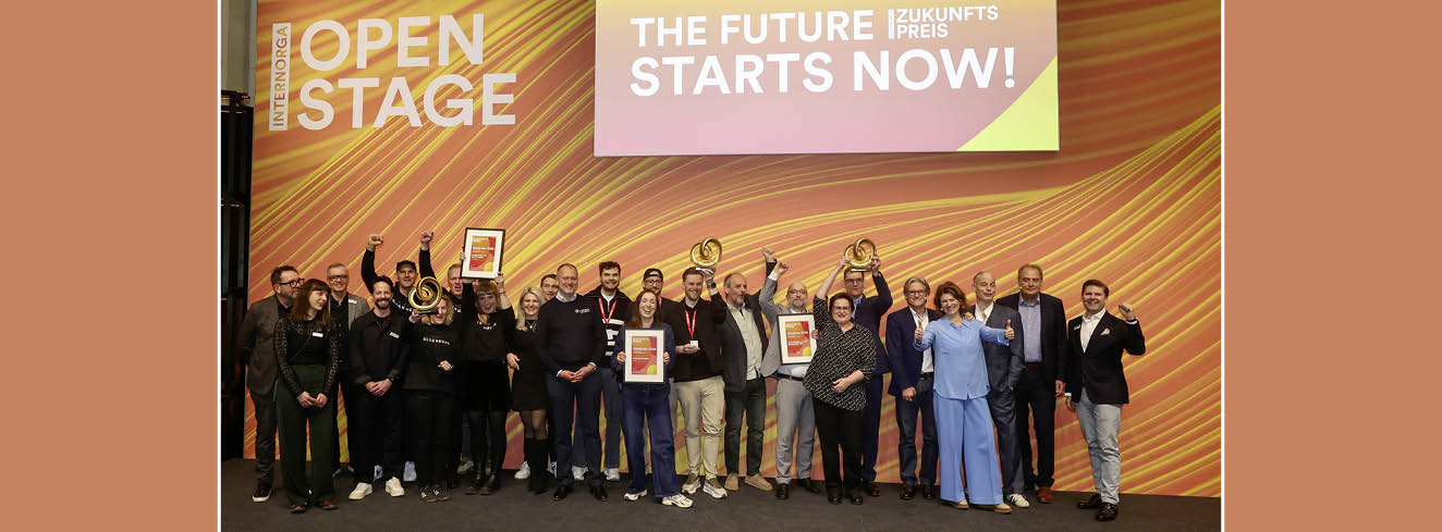 Preisträger und Jury des INTERNORGA Zukunftspreises 2026 bei der Preisverleihung auf der OPEN STAGE der INTERNORGA in Hamburg