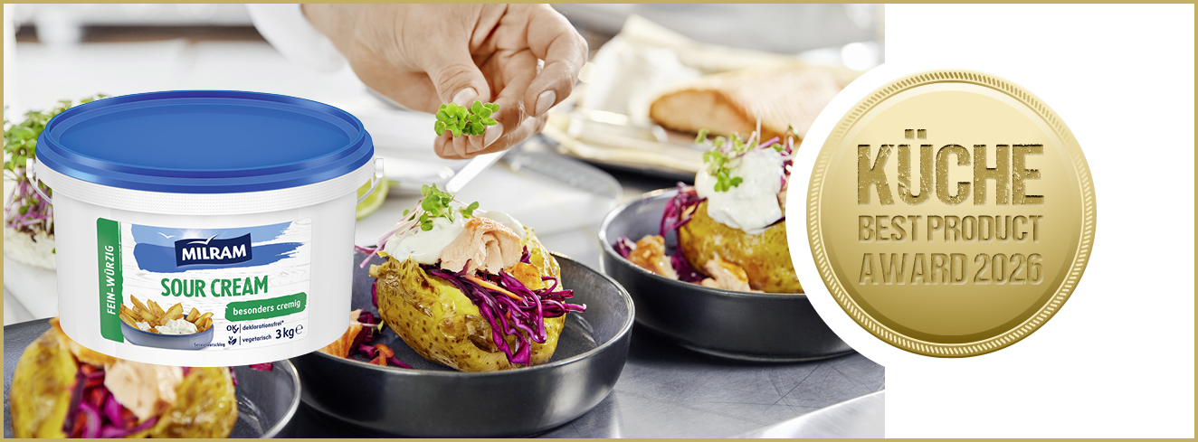 Kategorie Mokereiprodukte: Gold für Sour Cream  von Milram Food Service. Foto: © DMK Deutsches Milchkontor