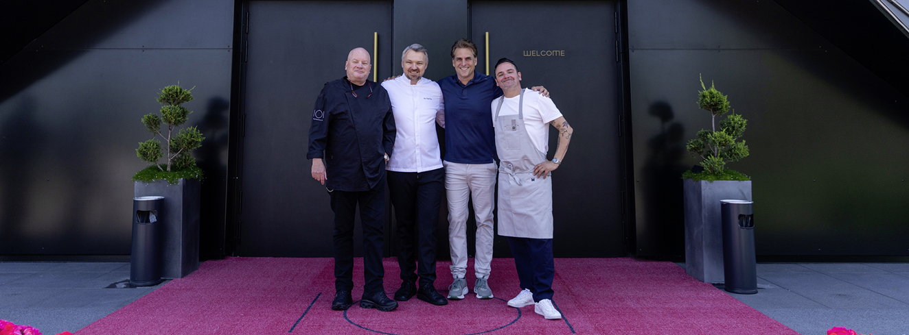 Thomas Mack, CEO von Eatrenalin (2.v.re.), mit den Sterneköchen Dieter Koschina, Peter Hagen-Wiest und Hans Neuner