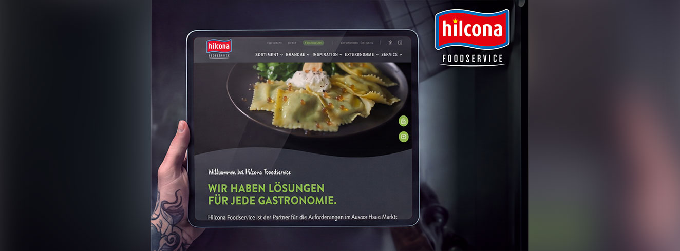 Mockup mit neuer Website. Foto von Hilcona