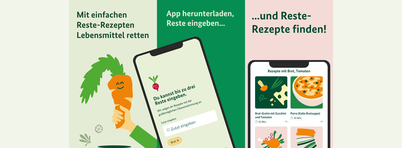 Die kostenlose App „Zu gut für die Tonne!“ unterstützt bei Resteverwertung - Quelle BMLEH